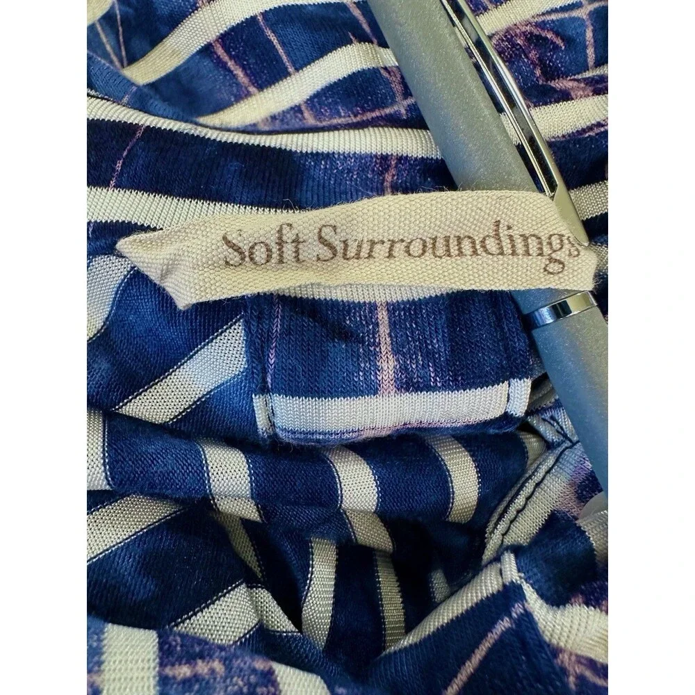 Soft Surroundings Knit Shirt Sz XL Blue Button Up,  Button Back Top Long Sleeve